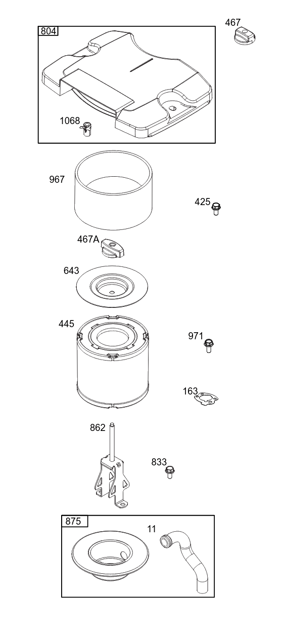 Air Cleaner Group Diagram and Parts List for 356447-0680-F1 200000 - 399999 Briggs and Stratton Engine
